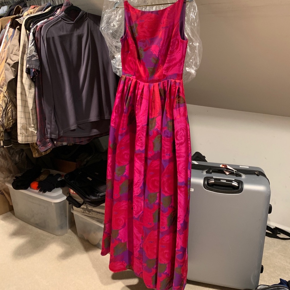 Adrianna Papell Hot Pink and Purple Floral Prom Dress